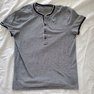 Armani Exchange Polo Men's Large Gray Designer Patterned Button